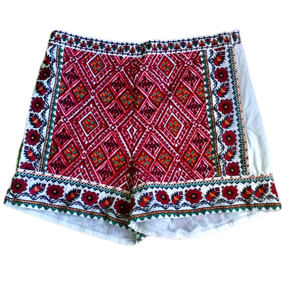 Mango High Waist Embroidered Shorts, Sz XS